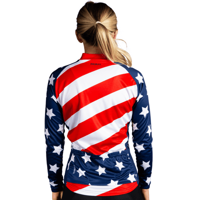 American Flag Women's Long Sleeve Sport Cut Jersey