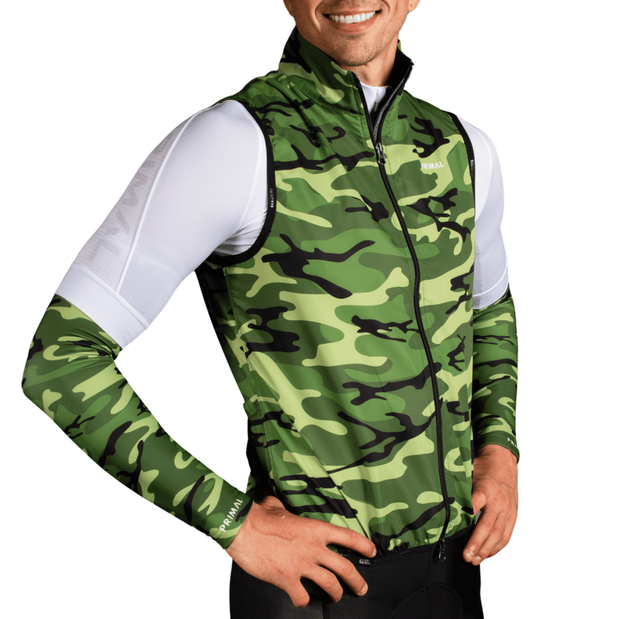 Camo Cycling Arm Warmers - Green