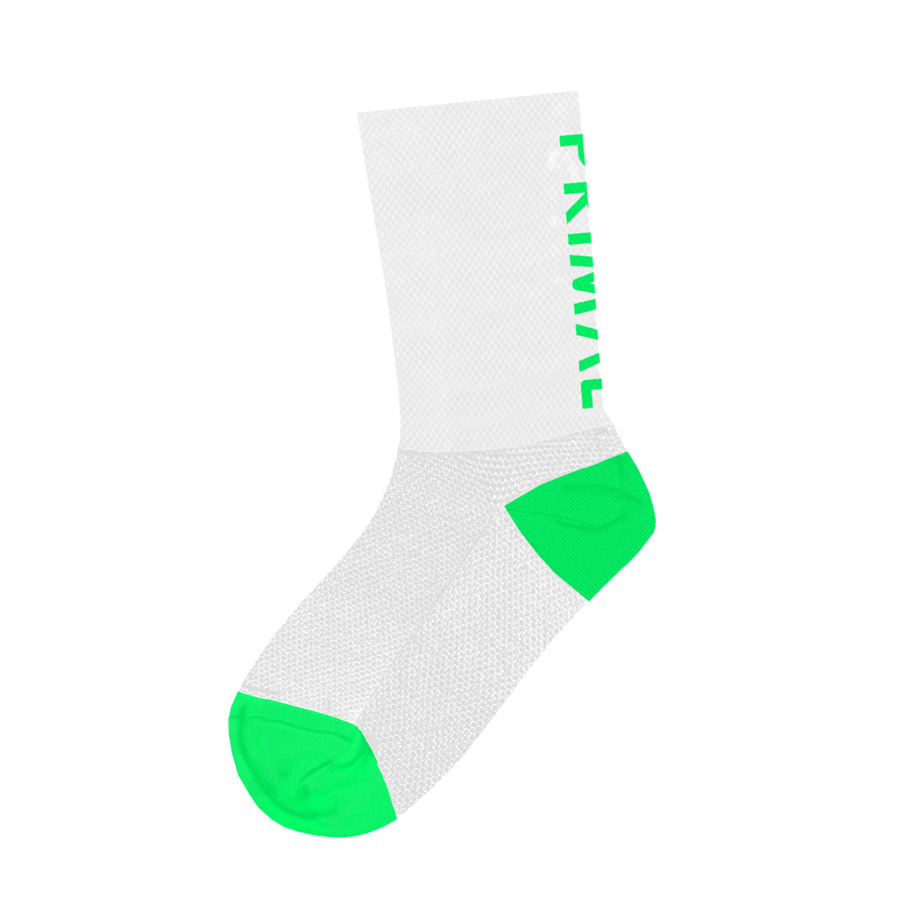 Primal Logo White & Green Tall Sock