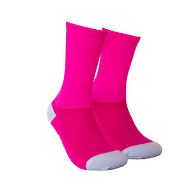 Neon Pink Ribbed Tall Cuff Primal Logo Socks