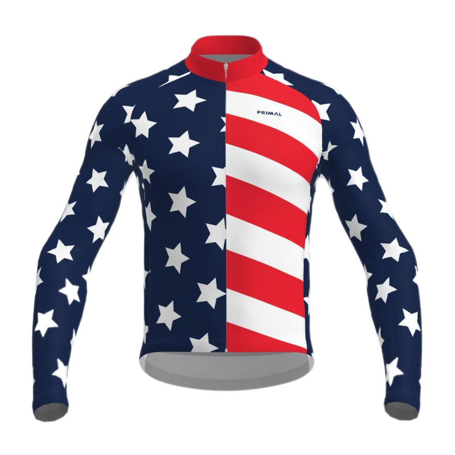 American Flag Men's Long Sleeve Sport Cut Jersey