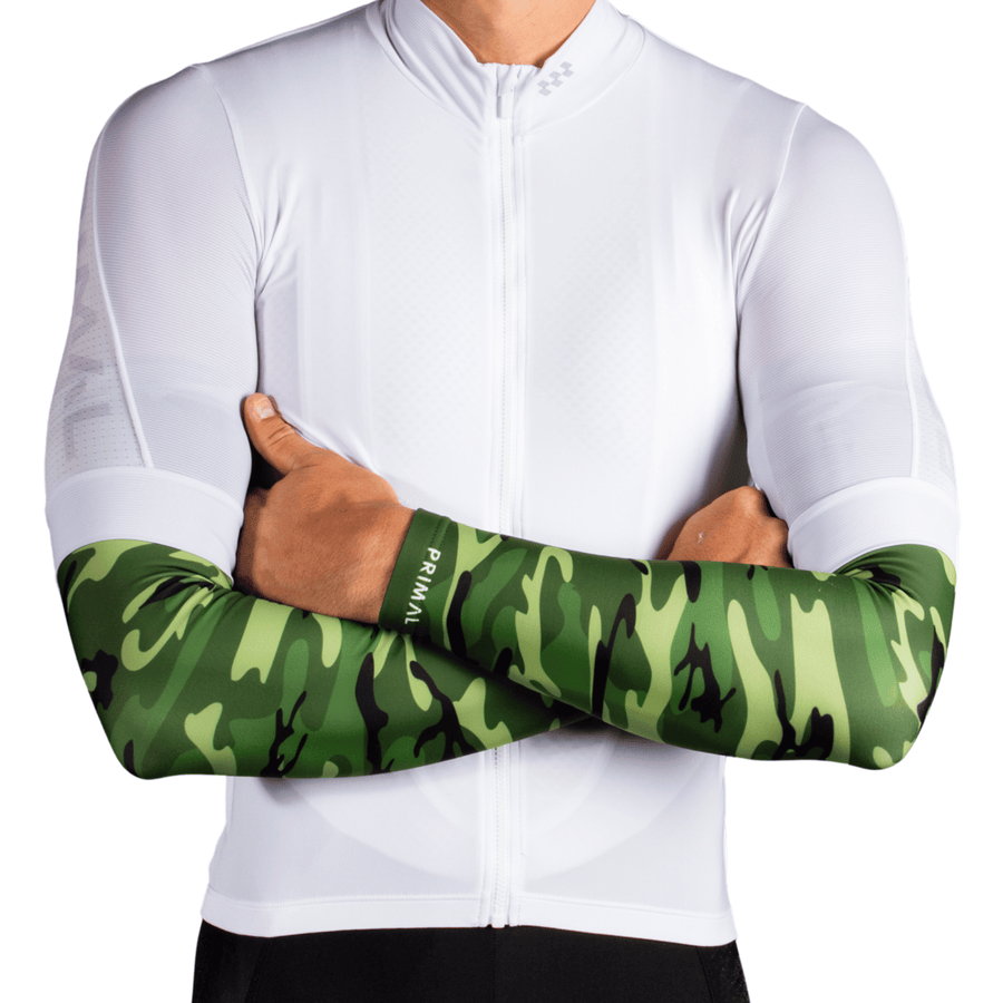 Camo Cycling Arm Warmers - Green