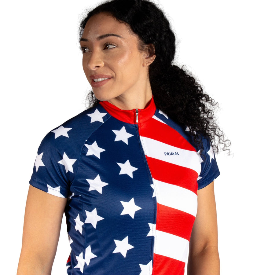 American Flag Women's Sport Cut Jersey