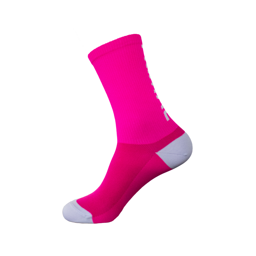 Neon Pink Ribbed Tall Cuff Primal Logo Socks