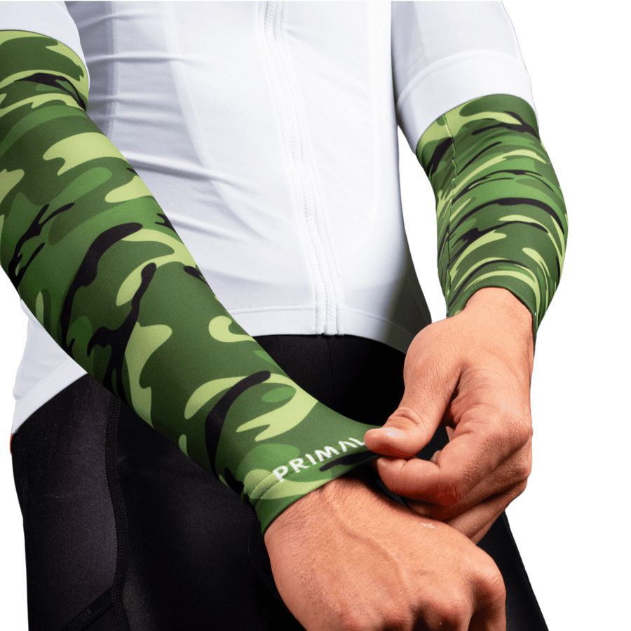 Camo Cycling Arm Warmers - Green