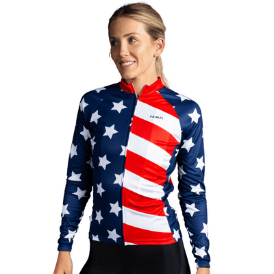 American Flag Women's Long Sleeve Sport Cut Jersey