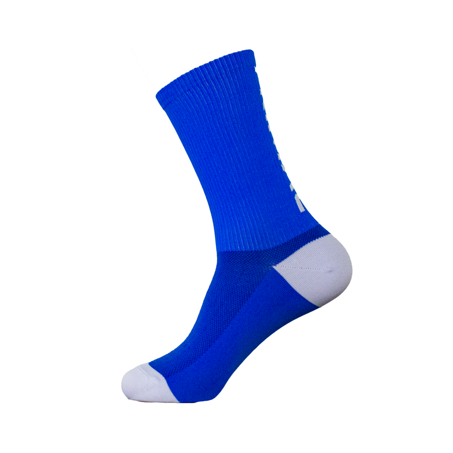 Neon Blue Ribbed Tall Cuff Primal Logo Socks