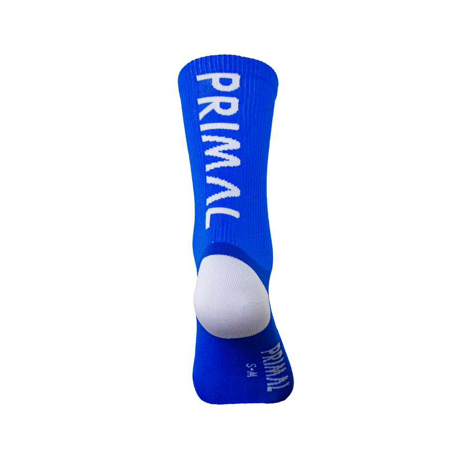 Neon Blue Ribbed Tall Cuff Primal Logo Socks