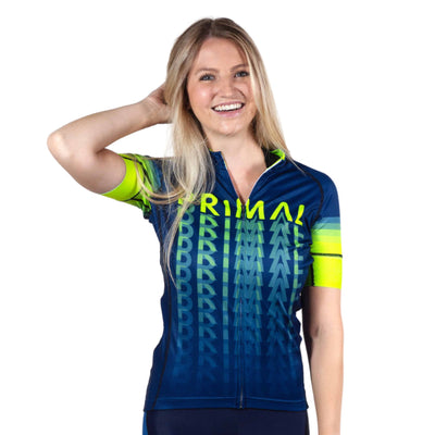Primal Wear Women's Mon Ami Cycling Jersey, Blue Orange, XX-Large