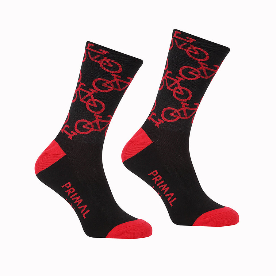 Primal Red Bikes Socks S M Black Red