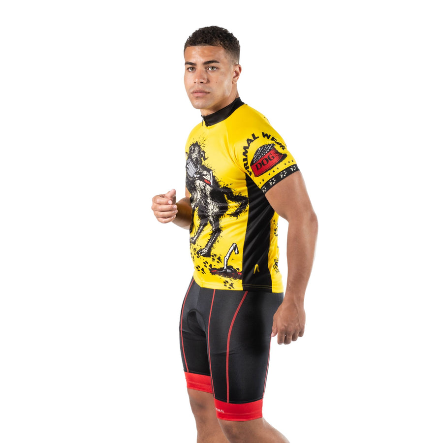 Primal Men's Dog Eat Cog Cycling Jersey in Yellow/Black, Size Small